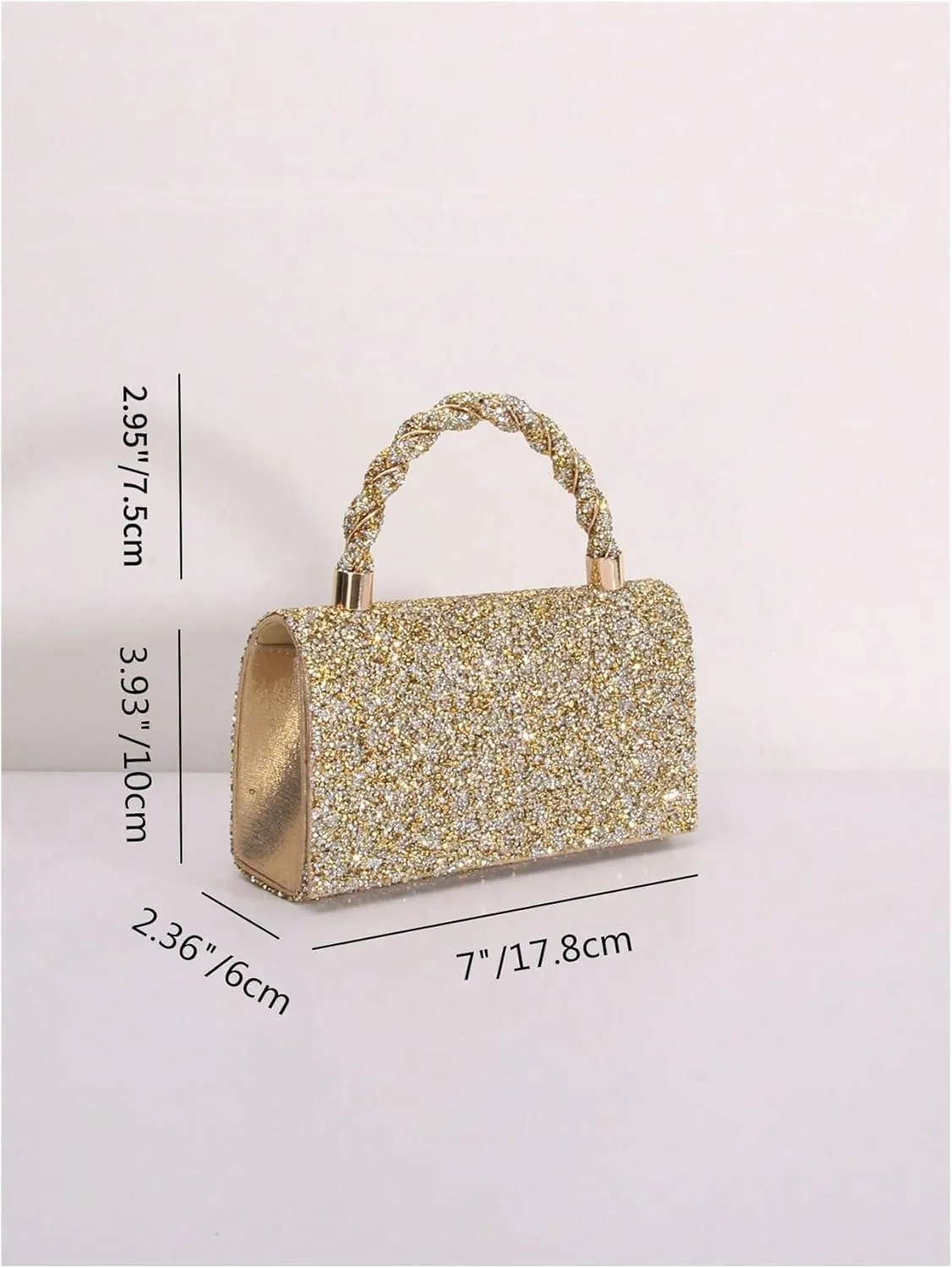 MakeMeChic Women's Evening Bags Glitter Top Handle Single Strap Clutch Handbag Mini Shoulder Bags