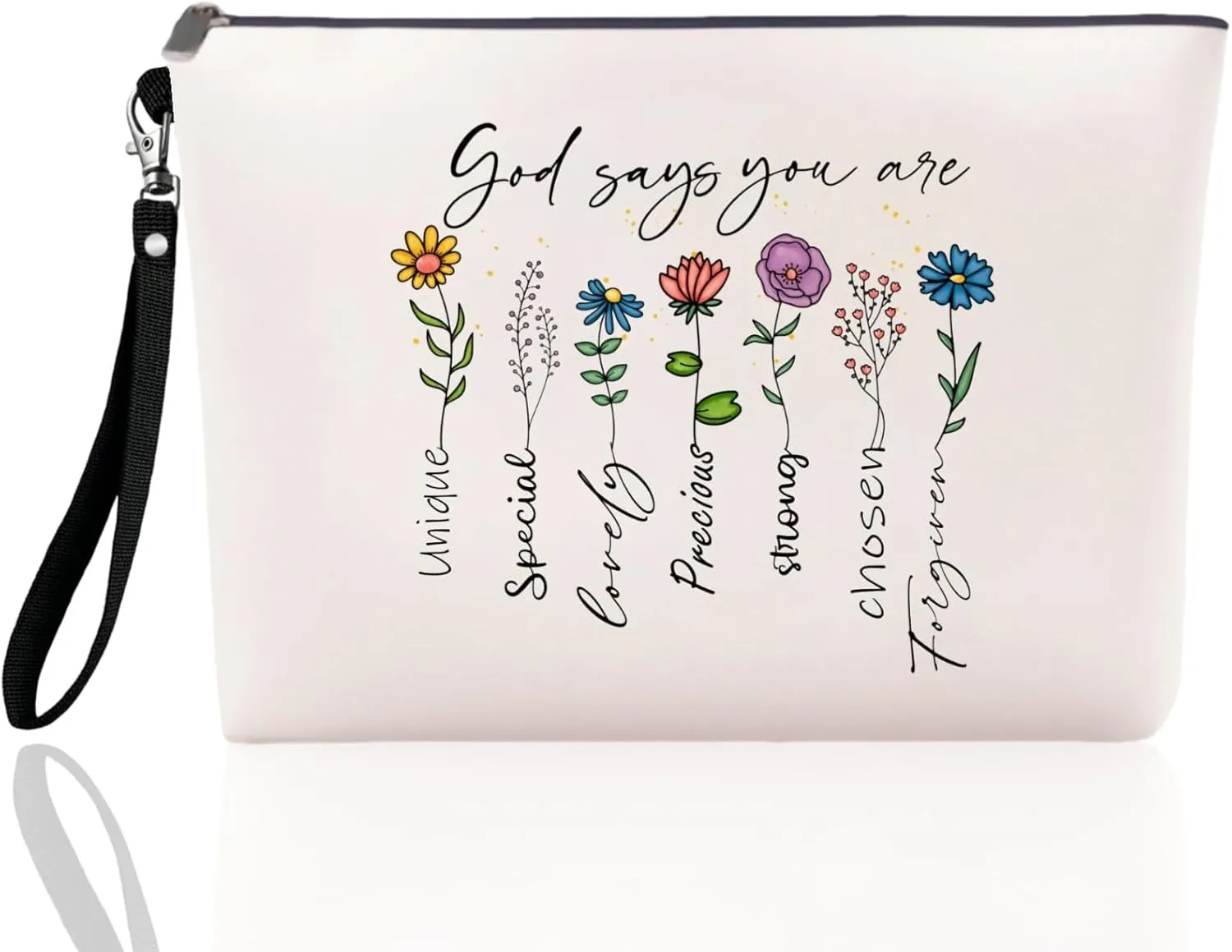 Makeup Bag Gift Christian Bag Toiletry Bag Canvas Tote Bag, Travel Toiletry Organizer Zipper Pouch for Mothers Day Graduation Birthday BridesMaid Gift