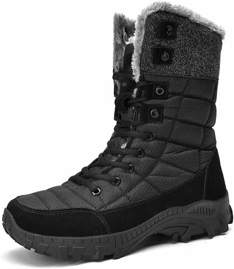 Mens Boots Winter Plush Men's Snow Boots Super Warm Men's Hiking Boots Waterproof Men's Boots Outdoor Motorcycle Boots Sneakers