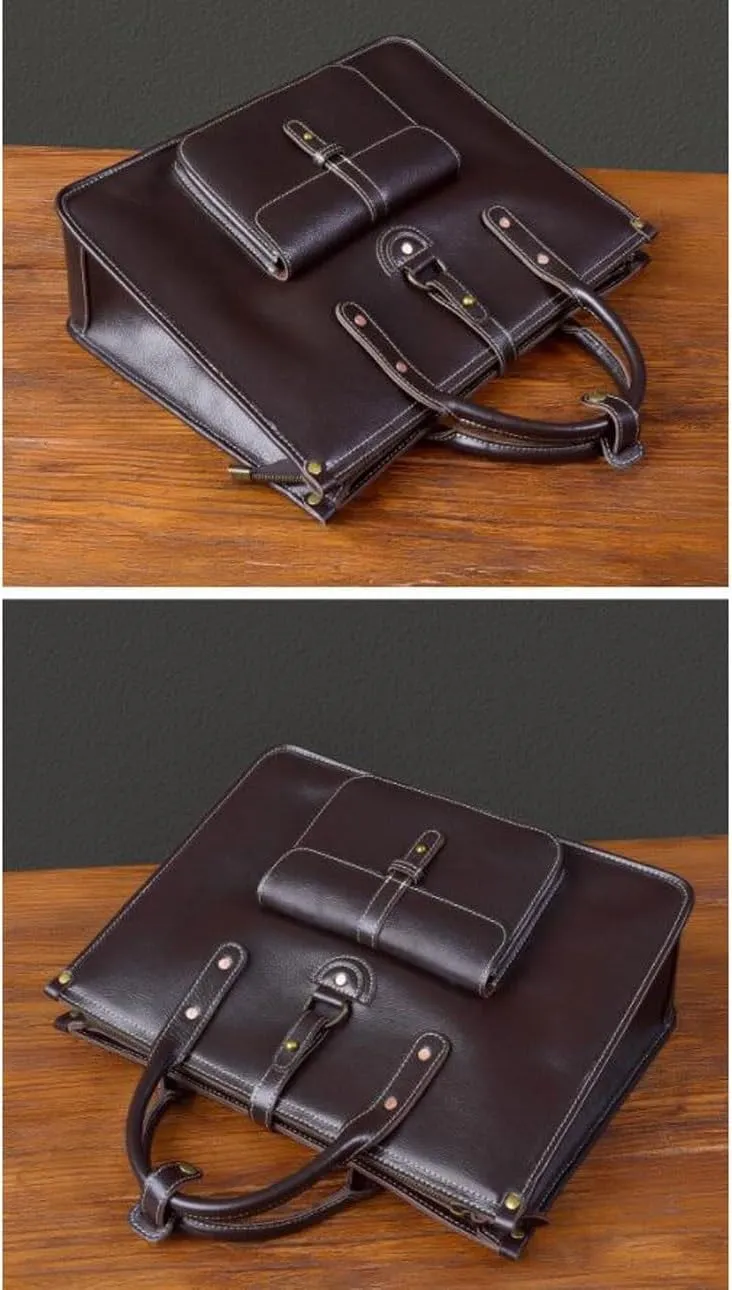 Mens Business Briefcases Handbags Messenger Shoulder Bags Genuine Leather Laptop Bags Carrying Cases Crossbody Bags