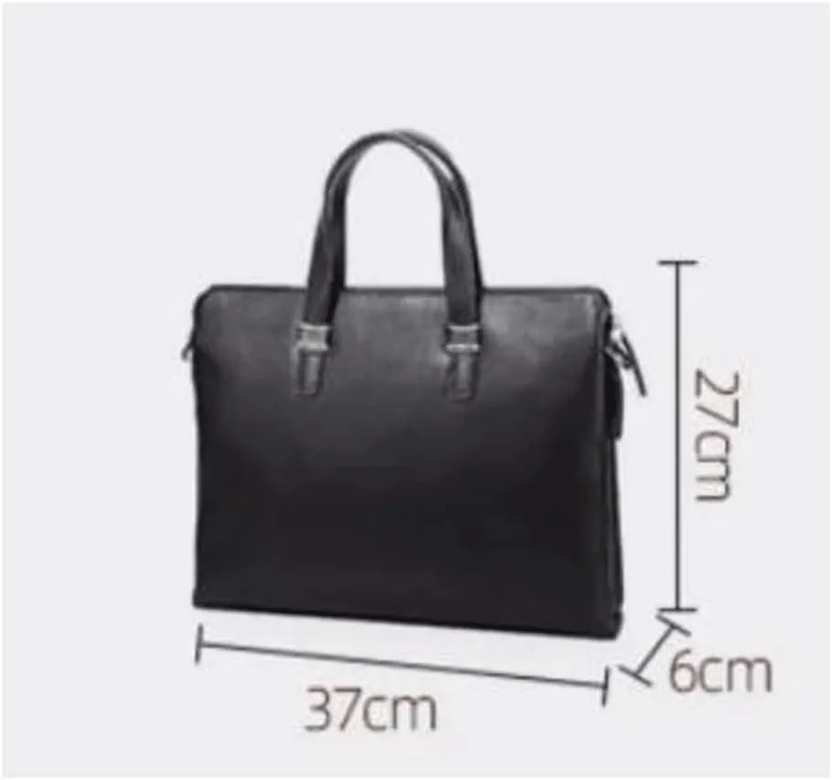 Mens Business Briefcases Shoulder Bags Handbags Messenger Bags Genuine Leather Laptop Bags Crossbody Bags 14.6Inch