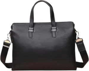 Mens Business Briefcases Shoulder Bags Handbags Messenger Bags Genuine Leather Laptop Bags Crossbody Bags 14.6Inch