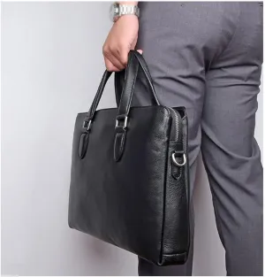 Mens Business Handbags, Briefcases, Computers Bags, Messenger Shoulder Bags, Genuine Leather Laptop Bags, Backpacks (Color : Black)