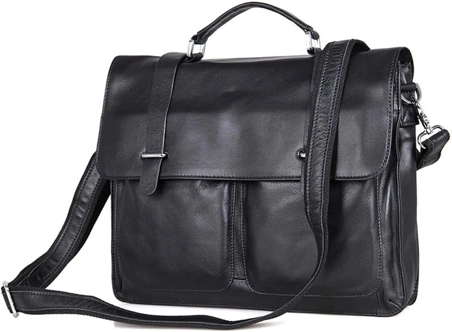 Mens Business Handbags, Messenger Shoulder Bags, Backpacks, Genuine Leather Briefcases (Color : Black)