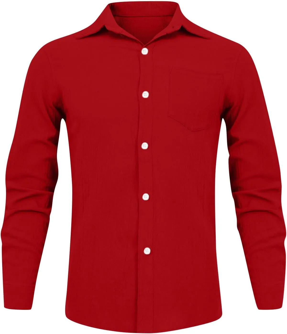 Men's Button Down Shirts Long Sleeve Casual Beach Shirts Vacation Wedding Party Vintage Dress Shirts with Pocket
