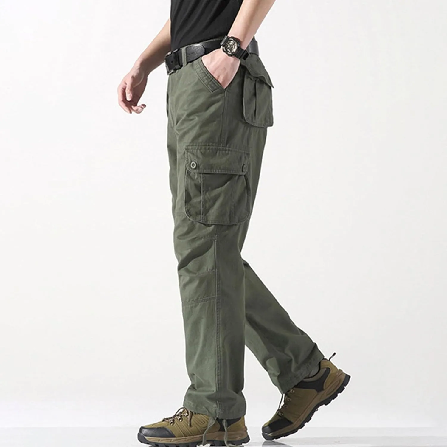 Mens Cargo Pant Drying Casual Pants Multi Pocket Outdoor Sports Hiking Loose Workout Joggers Stretch Sweatpants Mens
