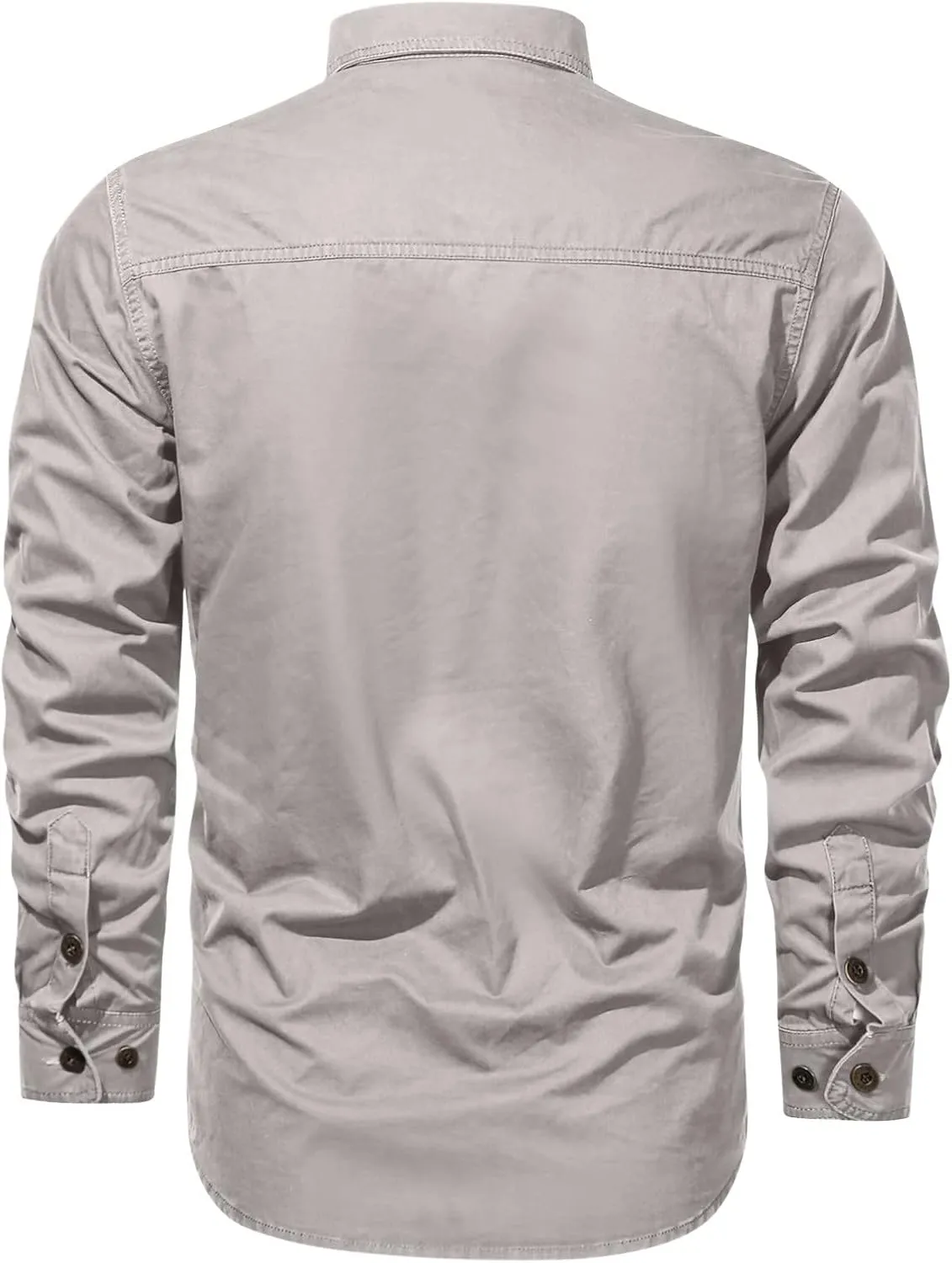 Men's Cargo Shirts Long Sleeve Casual Button Down Military Tactical Shirts Outdoor Lightweight Sun Protection Hiking Shirts