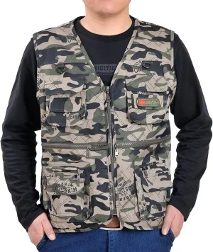 Men's Cargo Utility Vest Breathable Quick Dry Fishing Waistcoat Outdoor Hiking Photographer Jacket with Pockets