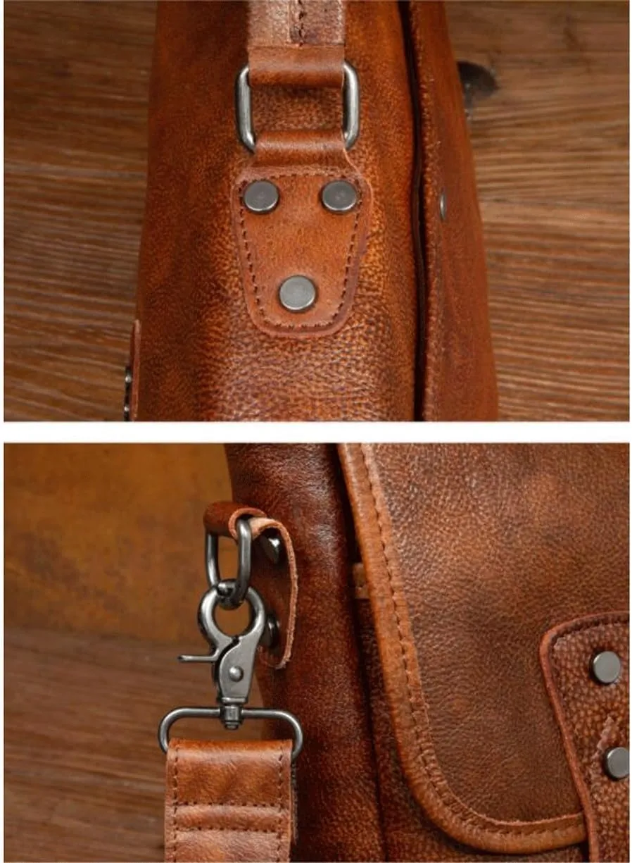Mens Computer Bags Handbags Messenger Shoulder Bags Genuine Leather Laptop Bags Briefcases 15Inch