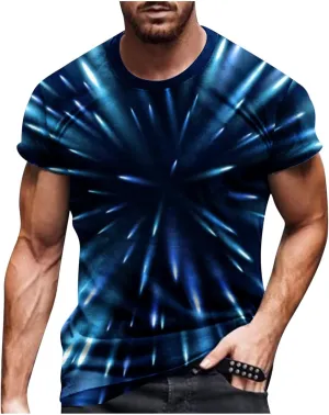 Mens Fashion 3D Print T-Shirts 2023 Casual Summer Tops Funny Graphics Pattern Crewneck Short Sleeve Tees for Men