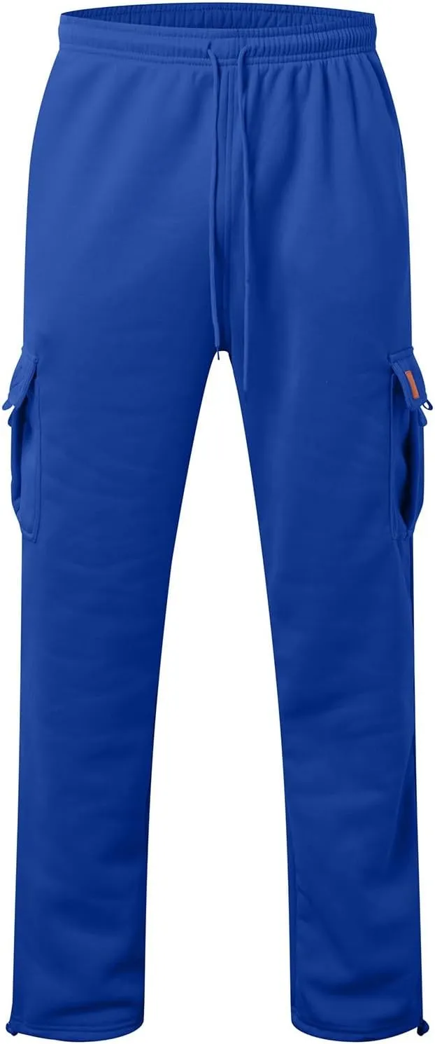 Mens Fleece Baggy Sweatpants Elastic Waist Heavyweight Joggers Pants with Pocket Loose Wide Leg Trousers Sweat Pants