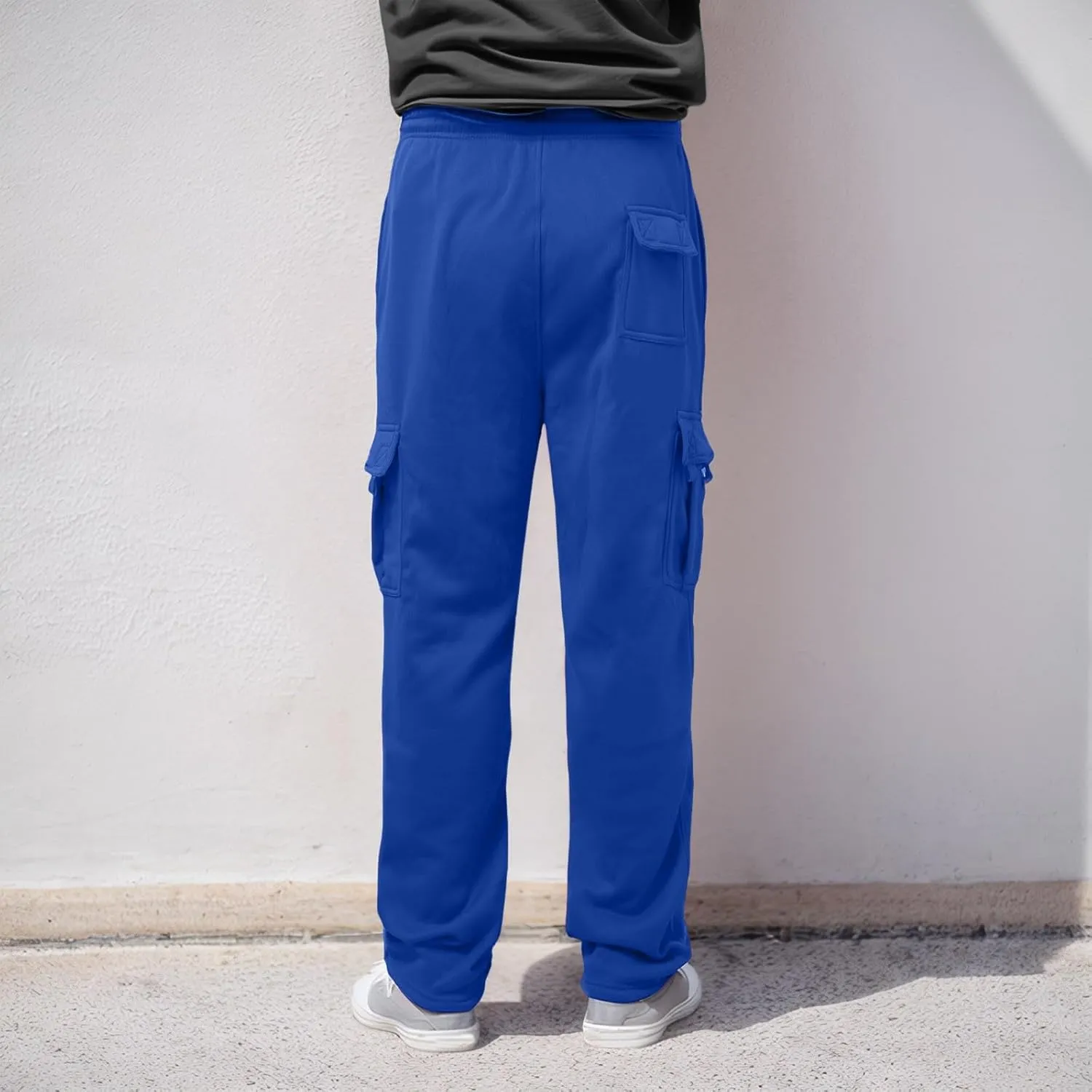 Mens Fleece Baggy Sweatpants Elastic Waist Heavyweight Joggers Pants with Pocket Loose Wide Leg Trousers Sweat Pants