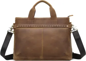 Men's Genuine Leather Briefcase, Laptop Bag with Spacious Compartments, Adjustable Strap, for Business, Travel, Daily Use
