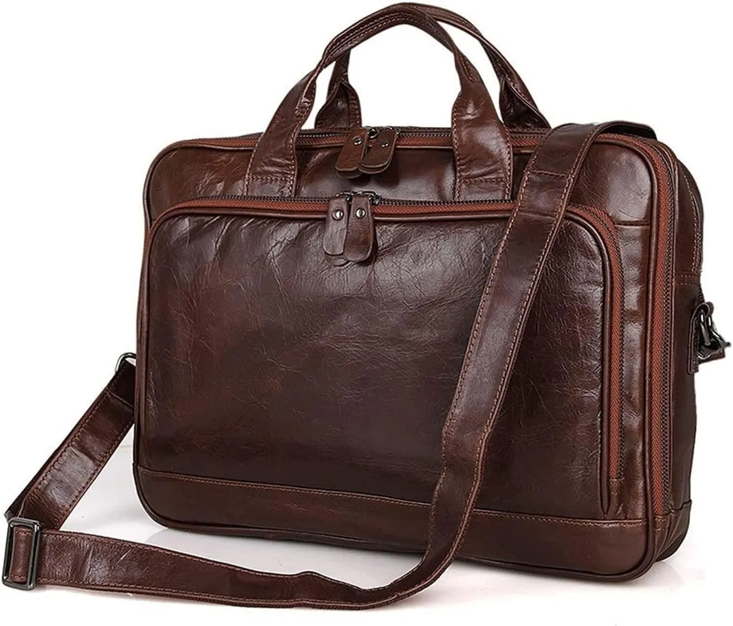 Mens Genuine Leather Laptop Bags, Briefcases for Men, Business Work Laptop Handbag Shoulder Bags, Messenger Bags