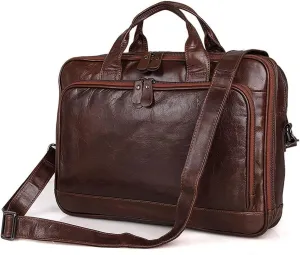 Mens Genuine Leather Laptop Bags, Briefcases for Men, Business Work Laptop Handbag Shoulder Bags, Messenger Bags
