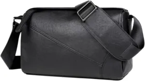 Mens Genuine Leather Shoulder Bags Crossbody Bags Casual Daypacks Waist Packs Messenger Bags Travel Luggage Bags(Black)