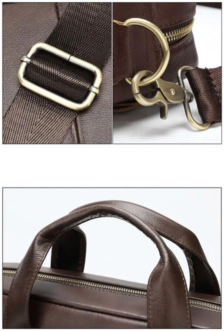Mens Handbags Briefcases Messenger Shoulder Bags Genuine Leather Crossbody Bags Laptop Bags Computers Bags 15.5Inch