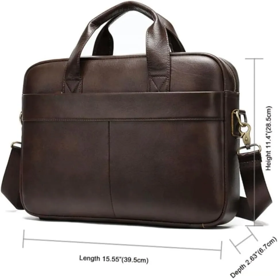 Mens Handbags Briefcases Messenger Shoulder Bags Genuine Leather Crossbody Bags Laptop Bags Computers Bags 15.5Inch