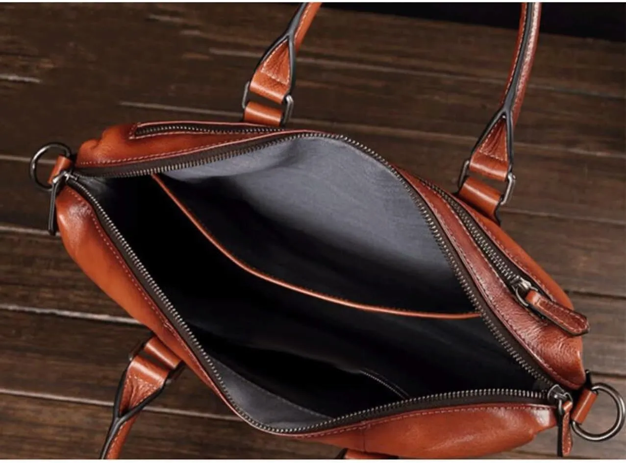 Mens Handbags Briefcases Messenger Shoulder Bags Genuine Leather Laptop Bags Computers Bags 15.3Inch