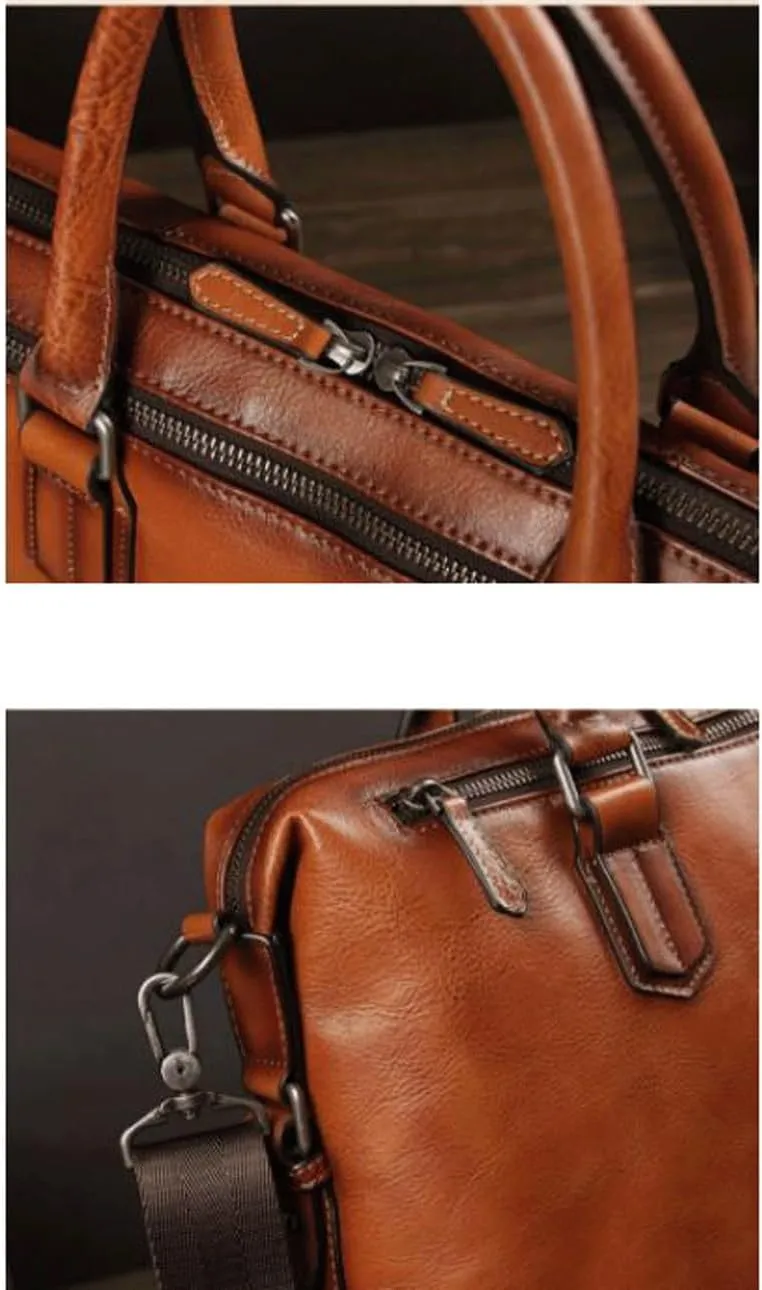 Mens Handbags Briefcases Messenger Shoulder Bags Genuine Leather Laptop Bags Computers Bags 15.3Inch