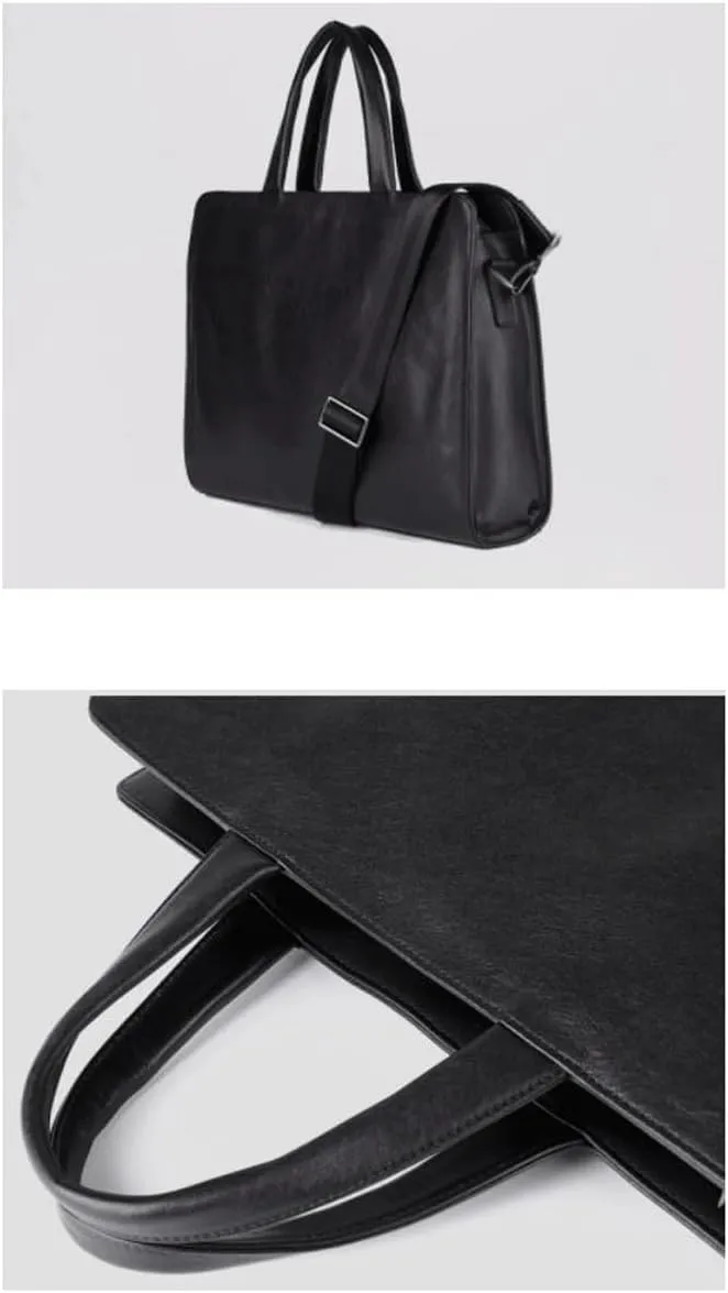 Mens Handbags Genuine Leather Laptop Bags Briefcases Computer Bags Carrying Cases Messenger Shoulder Bags 15.7Inch