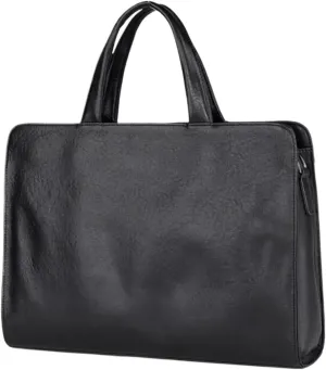 Mens Handbags Genuine Leather Laptop Bags Briefcases Computer Bags Carrying Cases Messenger Shoulder Bags 15.7Inch
