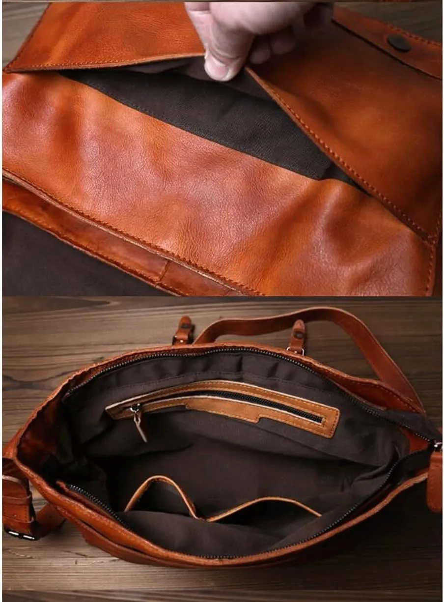 Mens Handbags Messenger Shoulder Bags Genuine Leather Laptop Bags Briefcases Computer Bags Travel Casual Daypack