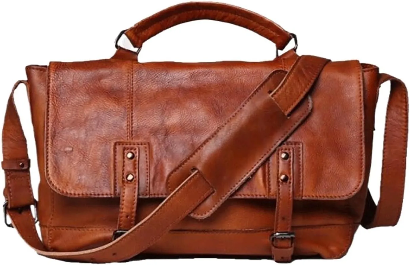 Mens Handbags Messenger Shoulder Bags Genuine Leather Laptop Bags Briefcases Computer Bags Travel Casual Daypack