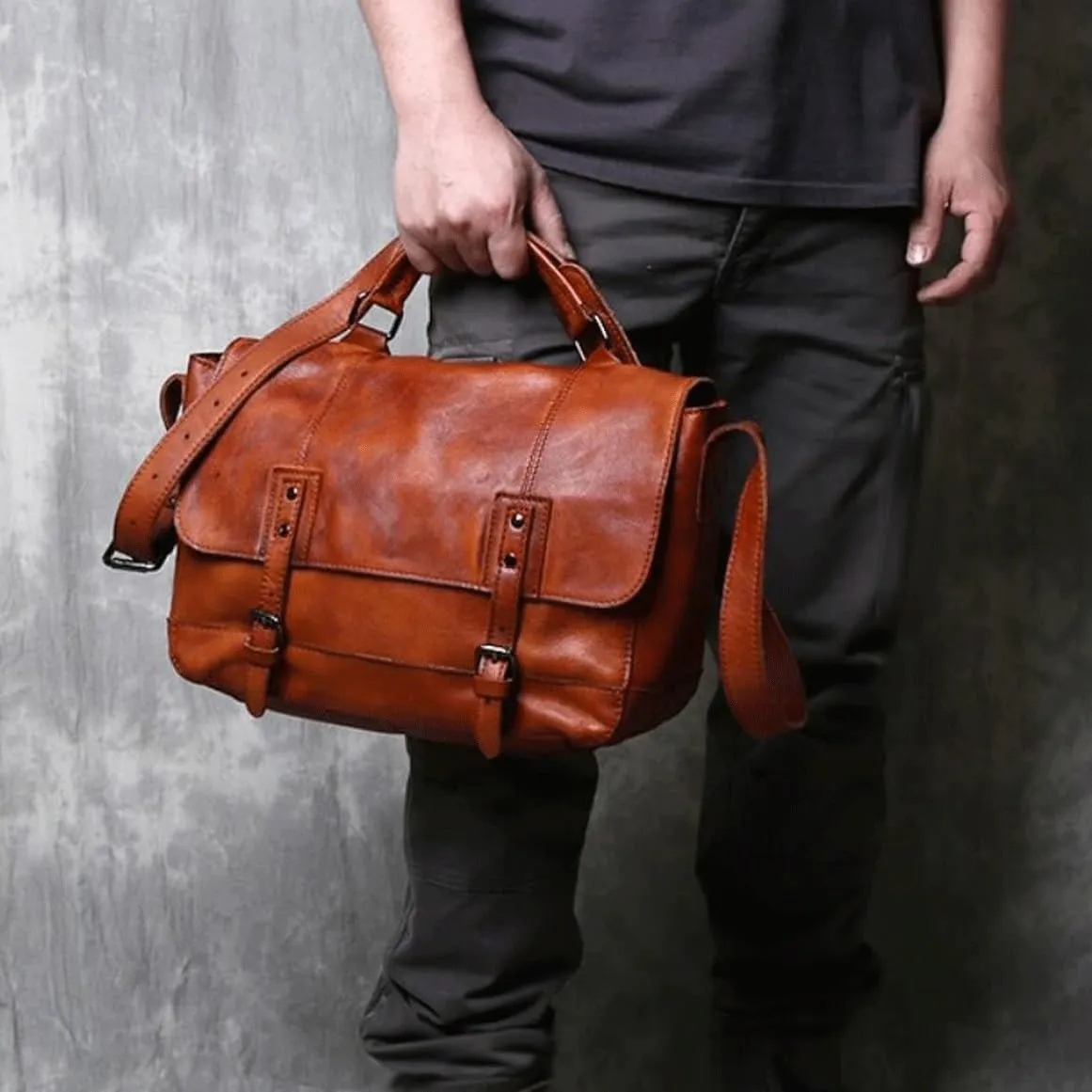 Mens Handbags Messenger Shoulder Bags Genuine Leather Laptop Bags Briefcases Computer Bags Travel Casual Daypack