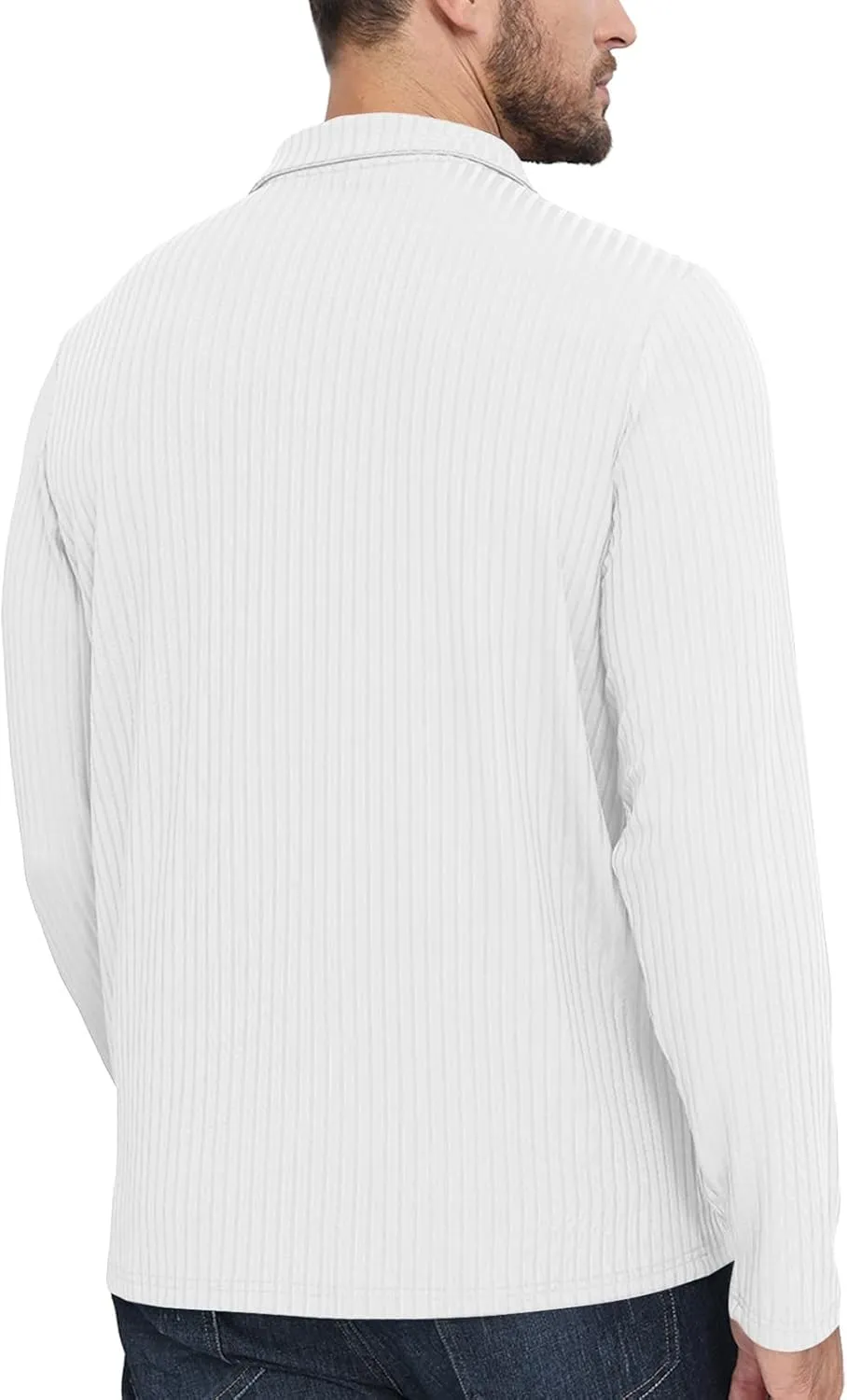 Men's Knit Polo Shirts Casual V Neck T-Shirts Stylish Golf Polo Shirts Ribbed Soft Tee