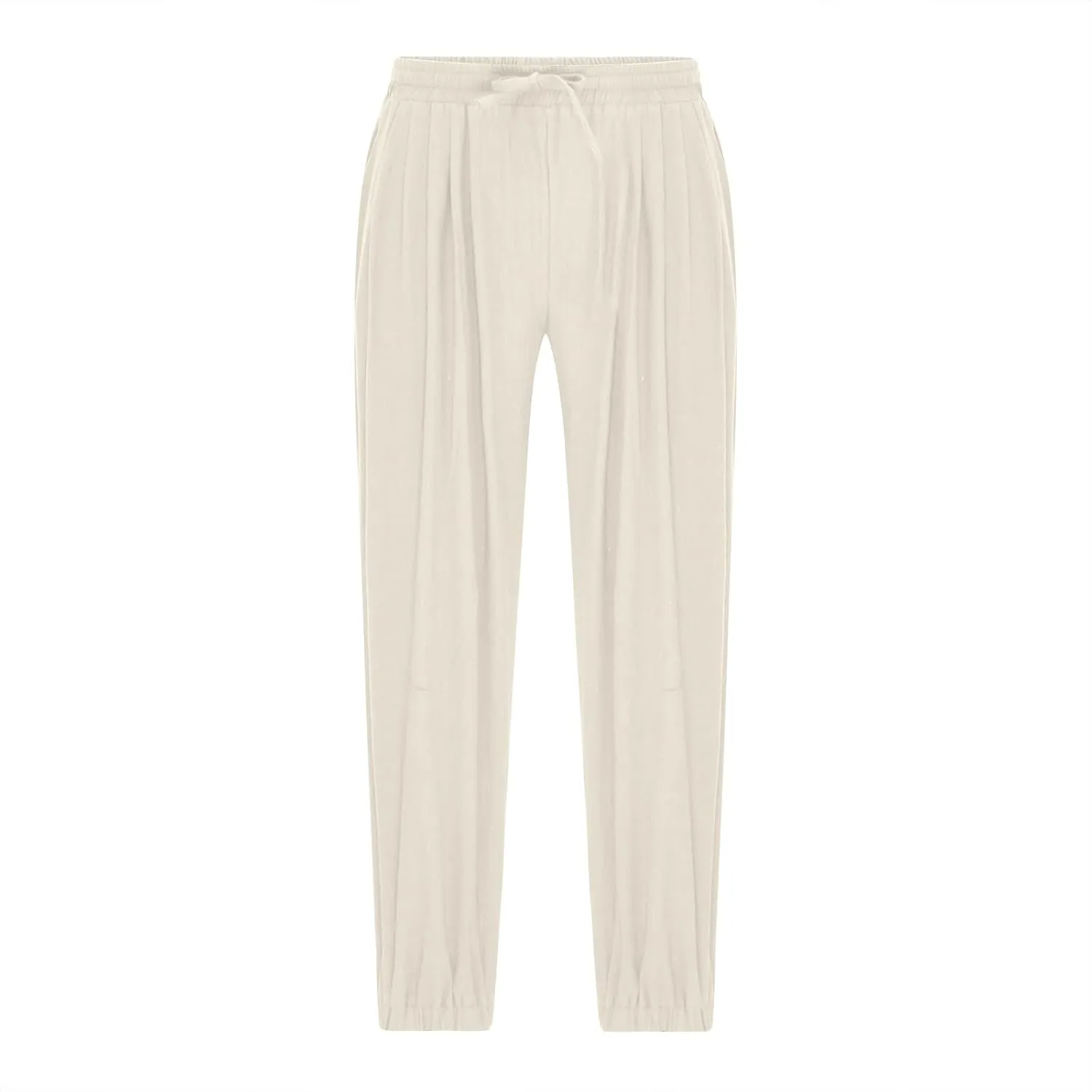 Mens Linen Harem Pants Drawstring Beach Pants Loose Fit Wide Leg Pant Casual Yoga Hippie Thai Pants with Pockets