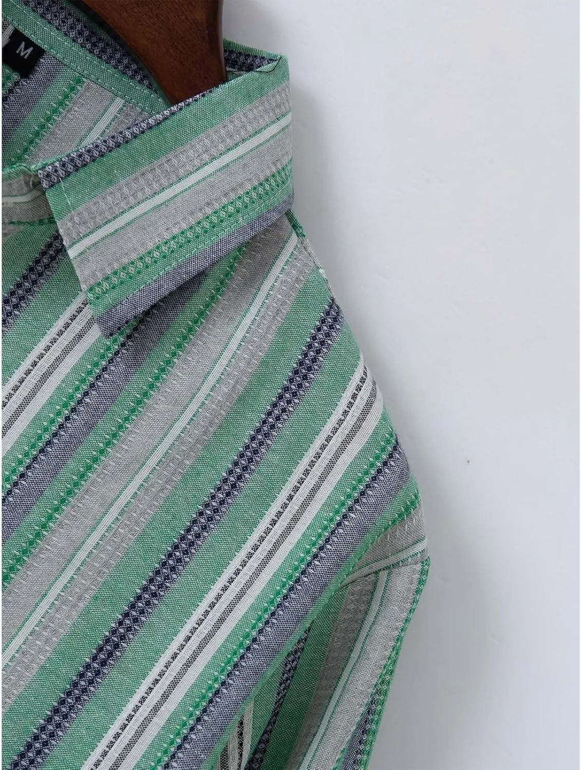 Mens Linen Shirts Button Down Striped Shirts Casual Long Sleeve Linen Shirts for Men Collared Fashion Business Shirt