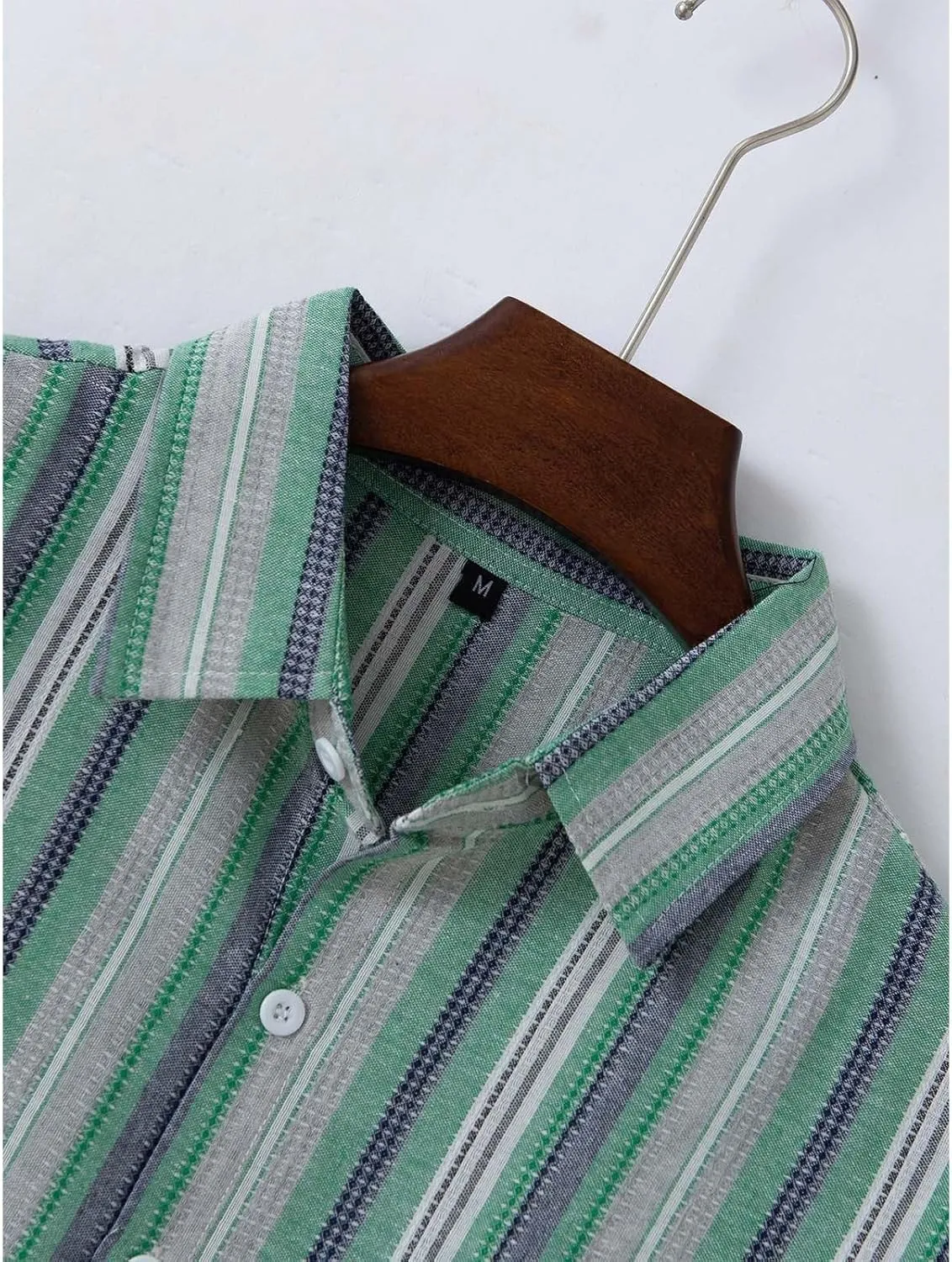 Mens Linen Shirts Button Down Striped Shirts Casual Long Sleeve Linen Shirts for Men Collared Fashion Business Shirt