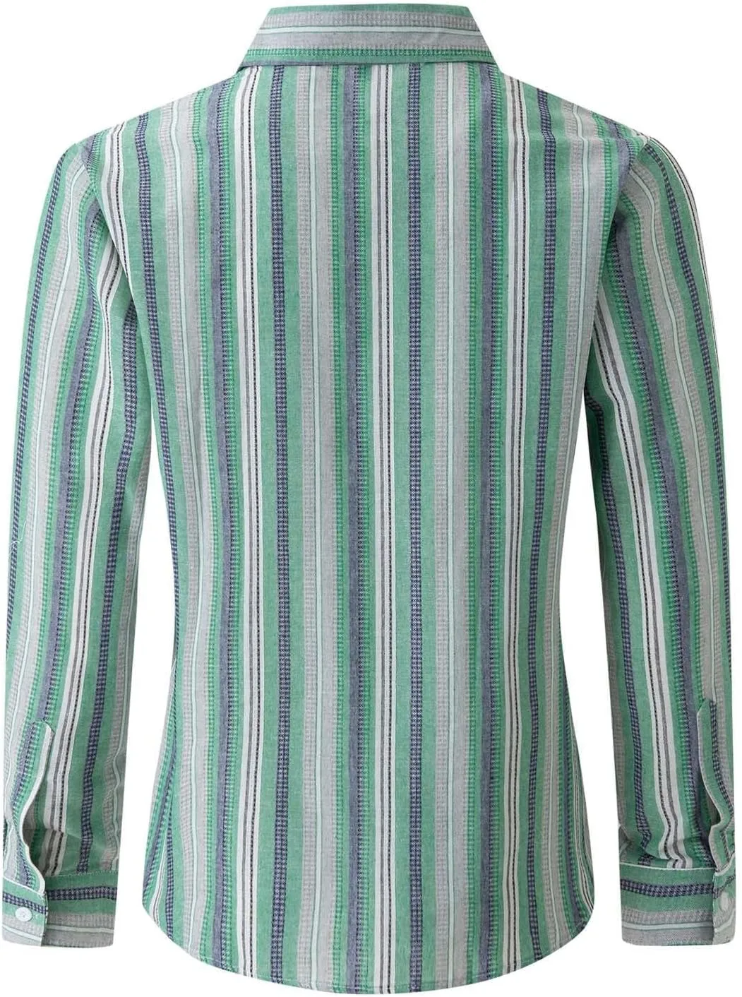 Mens Linen Shirts Button Down Striped Shirts Casual Long Sleeve Linen Shirts for Men Collared Fashion Business Shirt