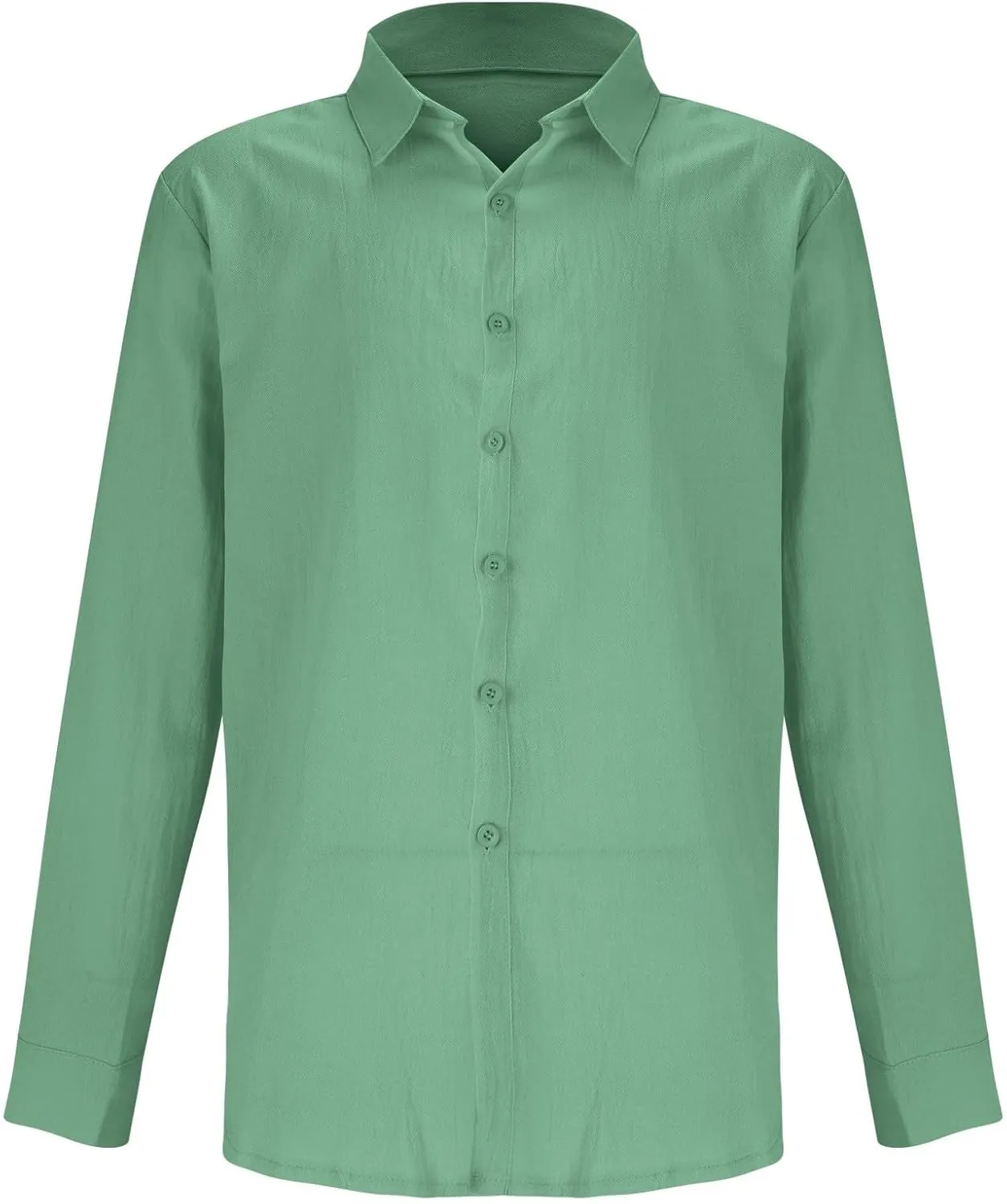 Men's Linen Shirts Slim Fit Long Sleeve Beach Hawaiian Shirts Business Casual Collared Button Down Work Shirts