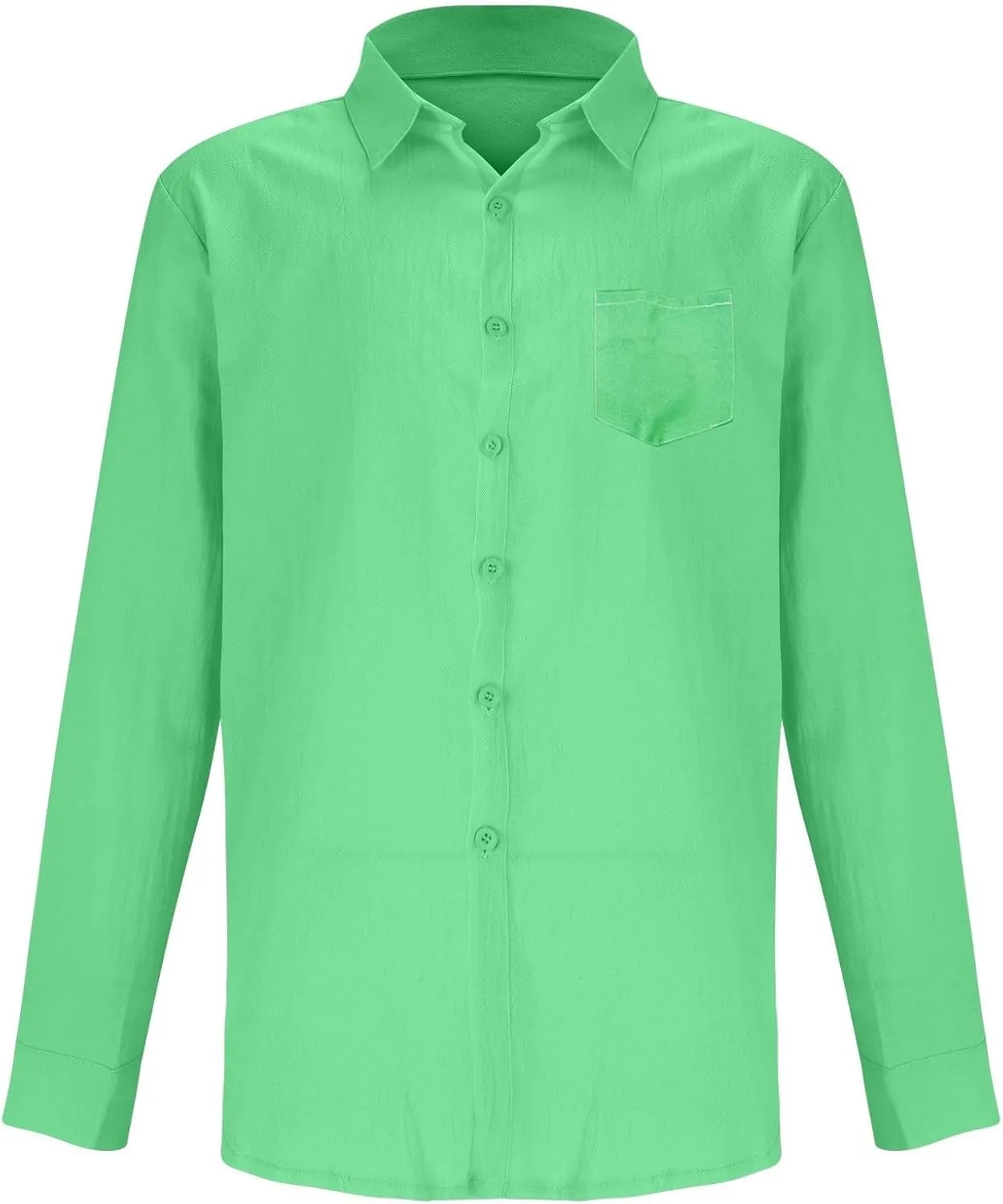 Men's Linen Shirts Slim Fit Long Sleeve Beach Hawaiian Shirts Business Casual Collared Button Down Work Shirts