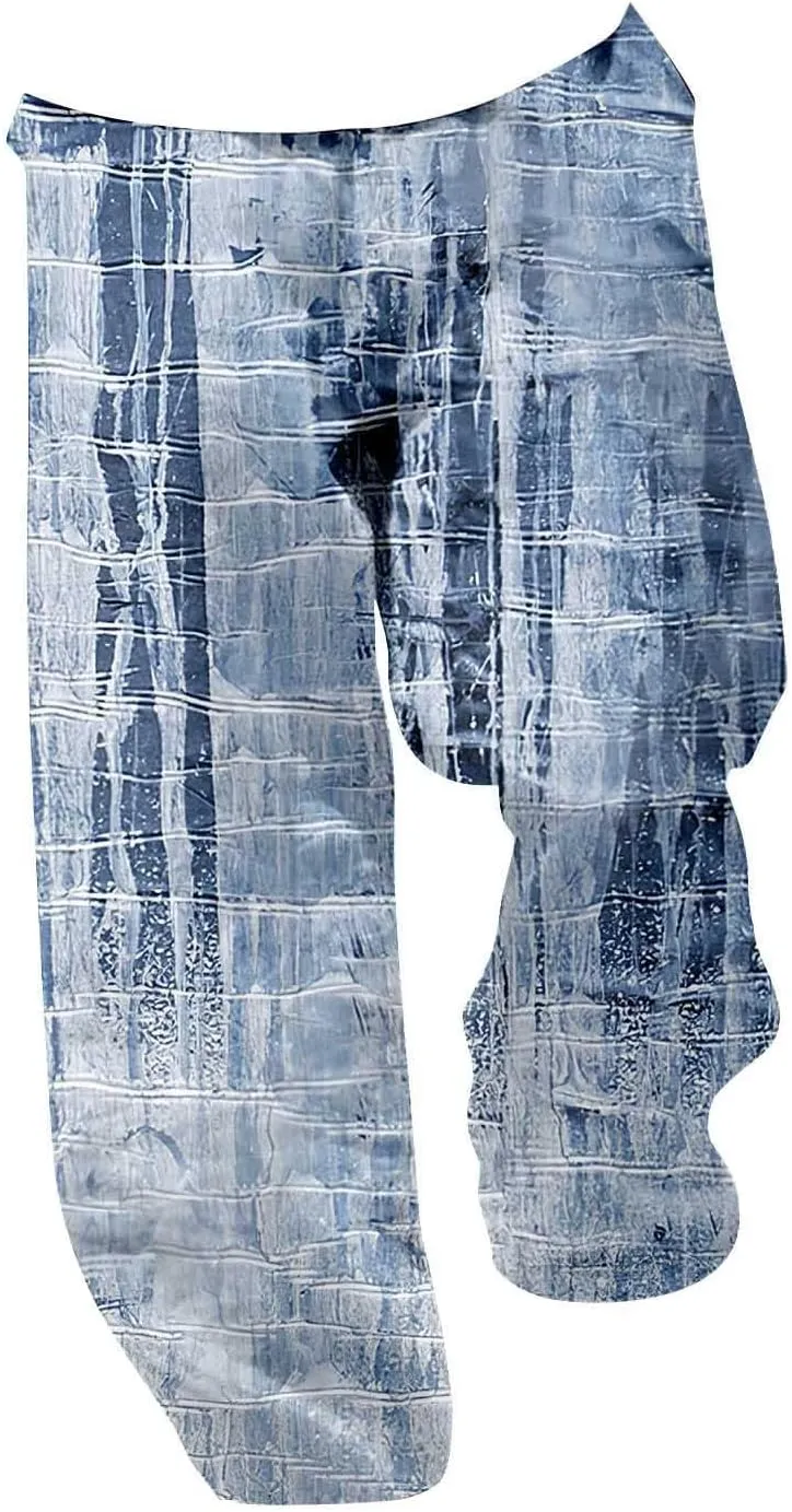 Mens Loose Fit Beach Boho Pants Wide Leg Hippie Harem Pants Elastic Waist Geometric Graphic Yoga Aladdin Trousers