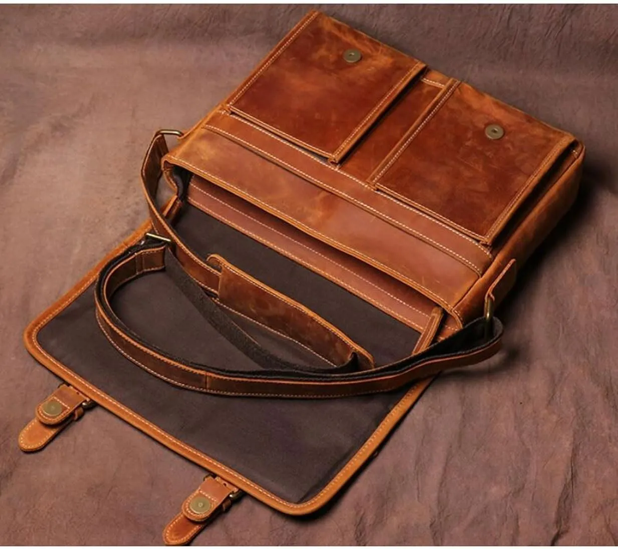 Mens Messenger Shoulder Bags Genuine Leather Crossbody Bags Briefcases Laptop Bags Casual Daypacks