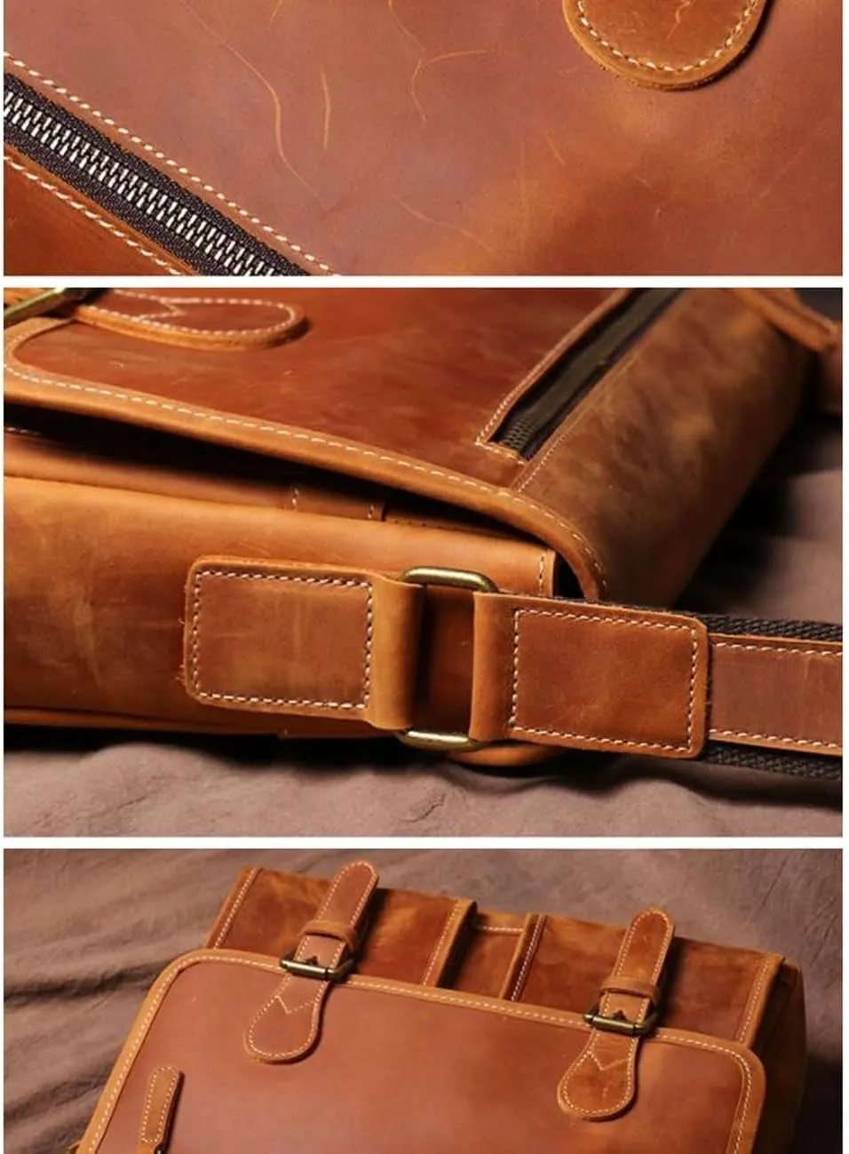 Mens Messenger Shoulder Bags Genuine Leather Crossbody Bags Briefcases Laptop Bags Casual Daypacks
