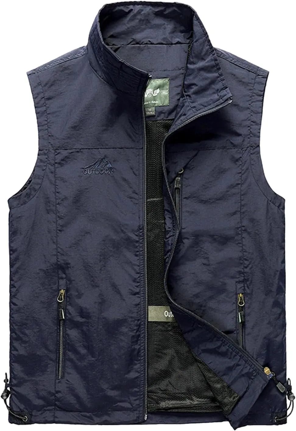 Mens Running Vest Lightweight Windproof Softshell Sleeveless Jacket Outdoor Hiking Fishing Vest with Zip Pockets