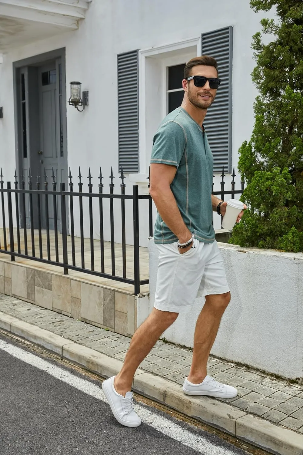 Mens Short Sleeve Henley Shirts Casual Button Tee Shirts Basic Cotton T-Shirts Summer Lightweight Tee Tops