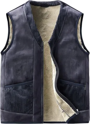 Men's Thicken Winter Vest,Lightweight Fleece Vest Outwear Sherpa Lined Full Zip Sleeveless Jacket Coats with Pocket