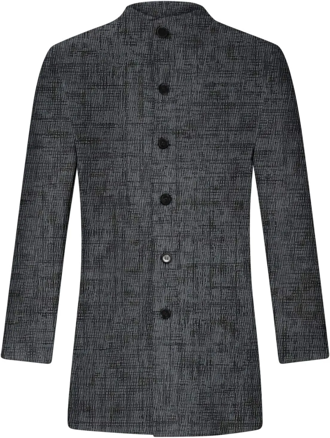 Mens Trench Coat Classic Printed Pea Coat Winter Long Single Breasted Classic Stylish Business Cardigan Overcoat