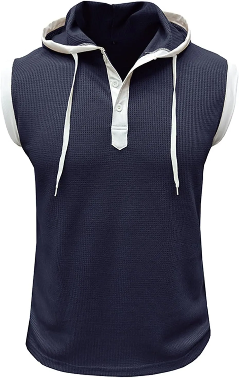 Mens Waffle Tank Tops Hoodie Shirts Sleeveless Gym Hoodies Bodybuilding Muscle Shirts Casual Beach Hippie Shirts