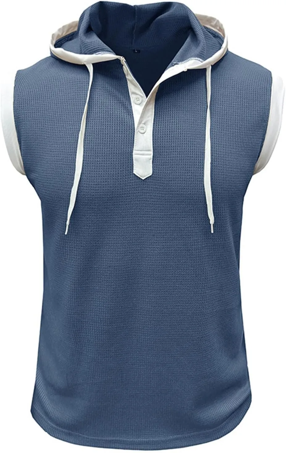Mens Waffle Tank Tops Hoodie Shirts Sleeveless Gym Hoodies Bodybuilding Muscle Shirts Casual Beach Hippie Shirts