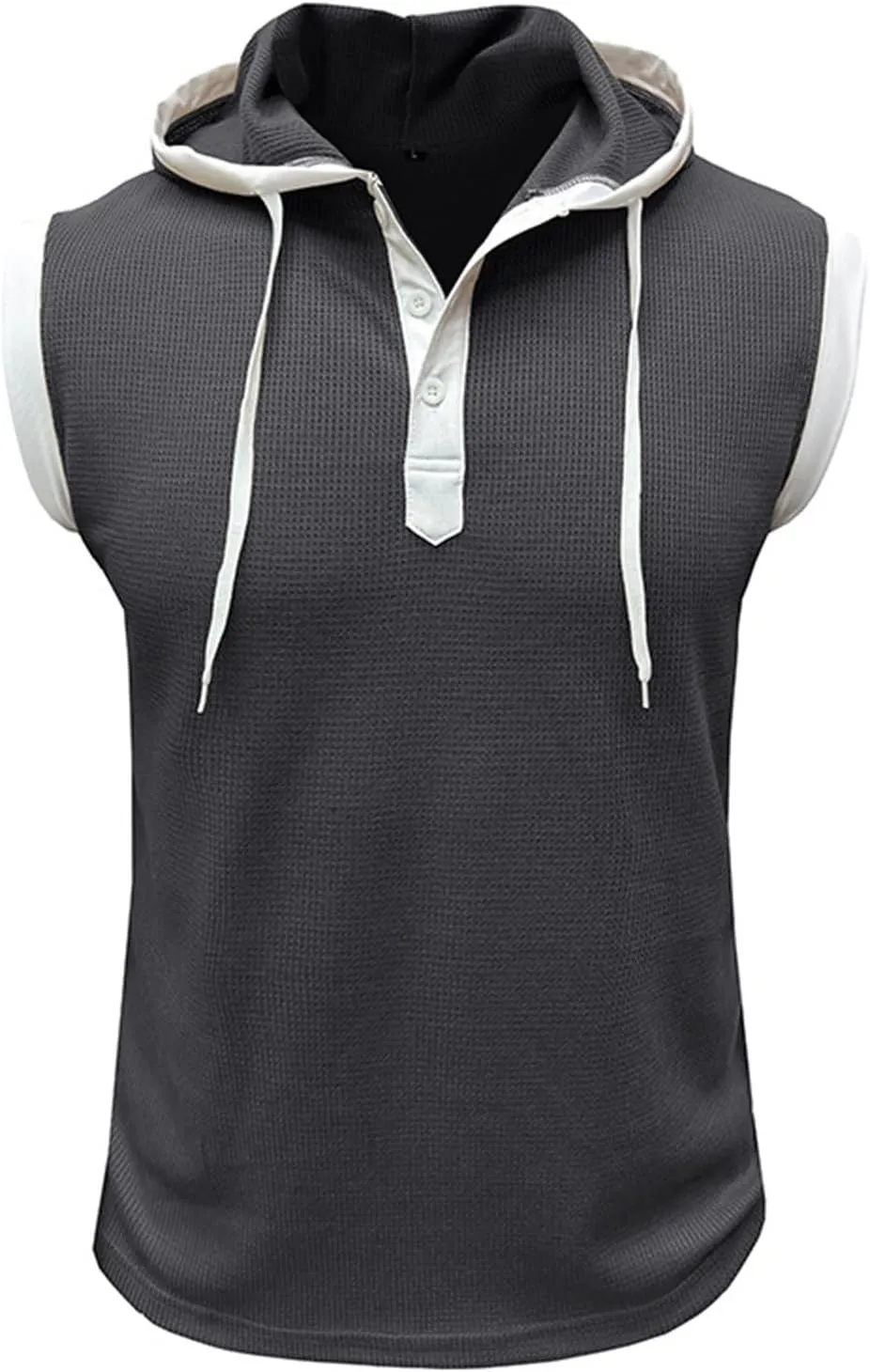 Mens Waffle Tank Tops Hoodie Shirts Sleeveless Gym Hoodies Bodybuilding Muscle Shirts Casual Beach Hippie Shirts