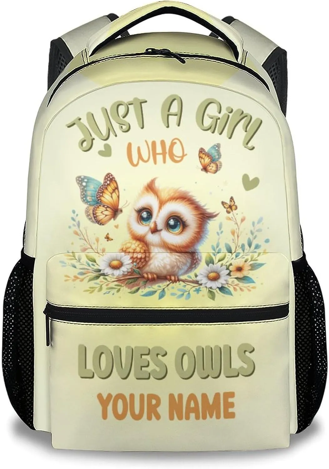 Mercuryelf School Backpack for Boys - 17 Inch Large Capacity Kid Backpack for School, Travel and Camp - Custom Yellow Lightweight Durable Owl Bookbag