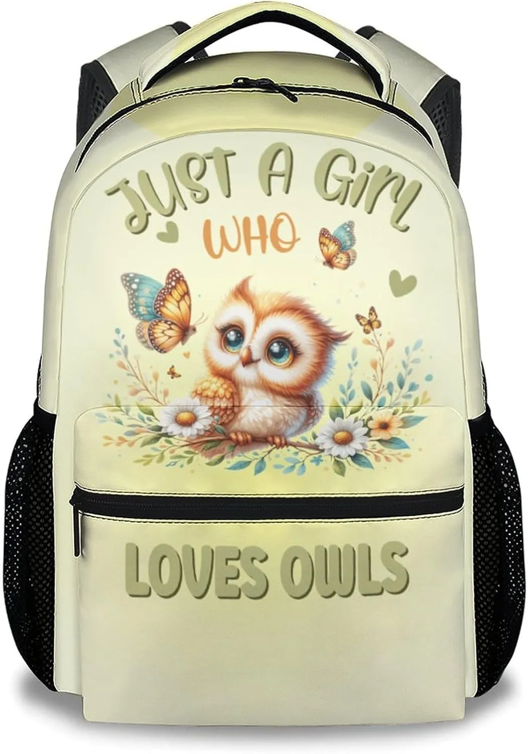 Mercuryelf School Backpack for Boys - 17 Inch Large Capacity Kid Backpack for School, Travel and Camp - Yellow Lightweight Durable Owl Bookbag