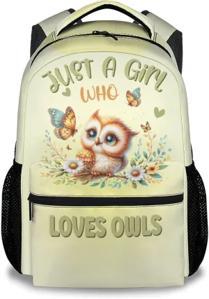 Mercuryelf School Backpack for Boys - 17 Inch Large Capacity Kid Backpack for School, Travel and Camp - Yellow Lightweight Durable Owl Bookbag
