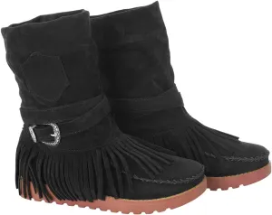 Mid Calf Boots for Women Comfortable Boots for Women Casual Fashion Round Toe Retro Short Women's Fringe Boots Comfy